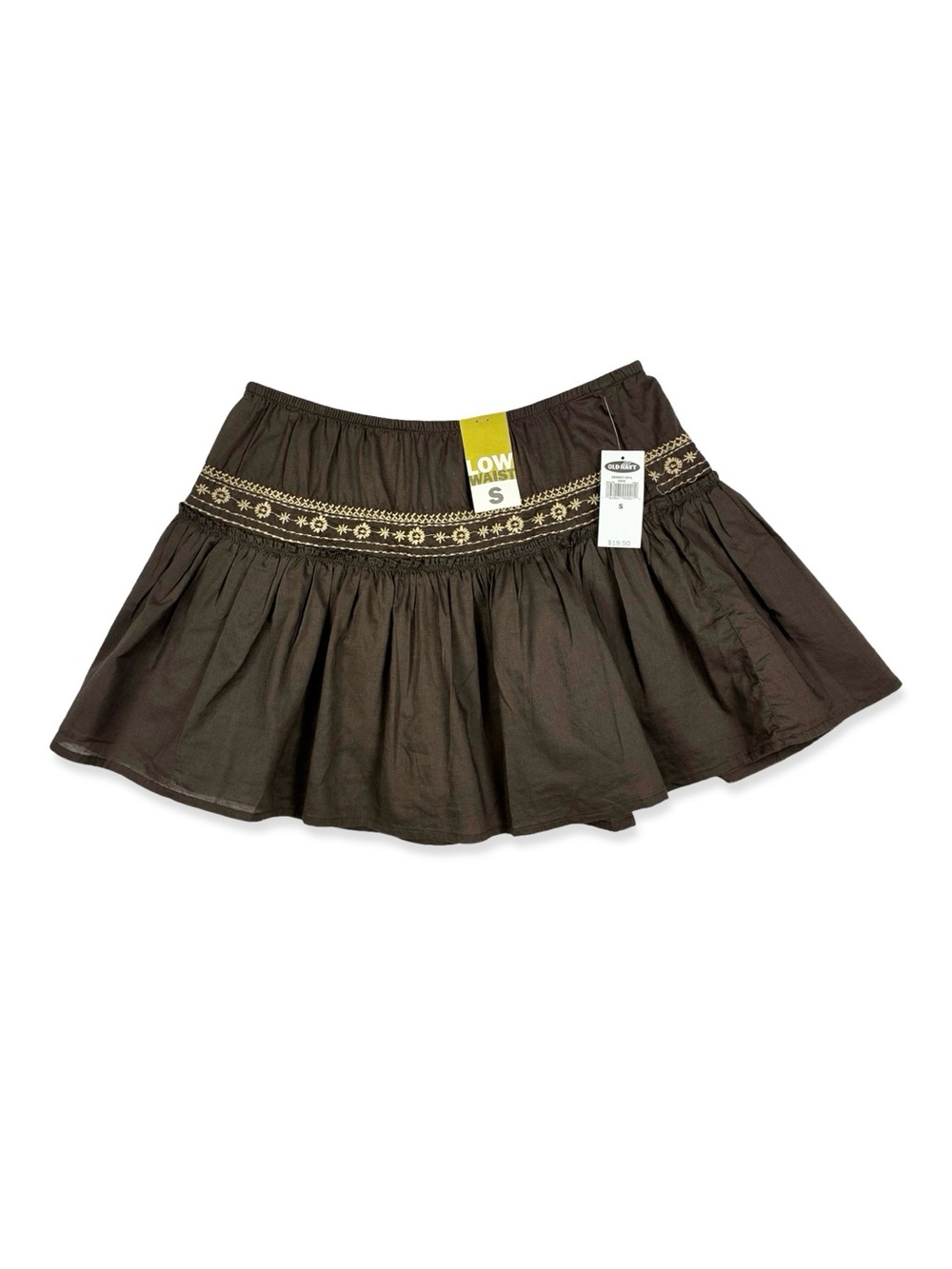 Old Navy Vintage Y2K 00s Brown Embroidered Boho Low Rise Skirt